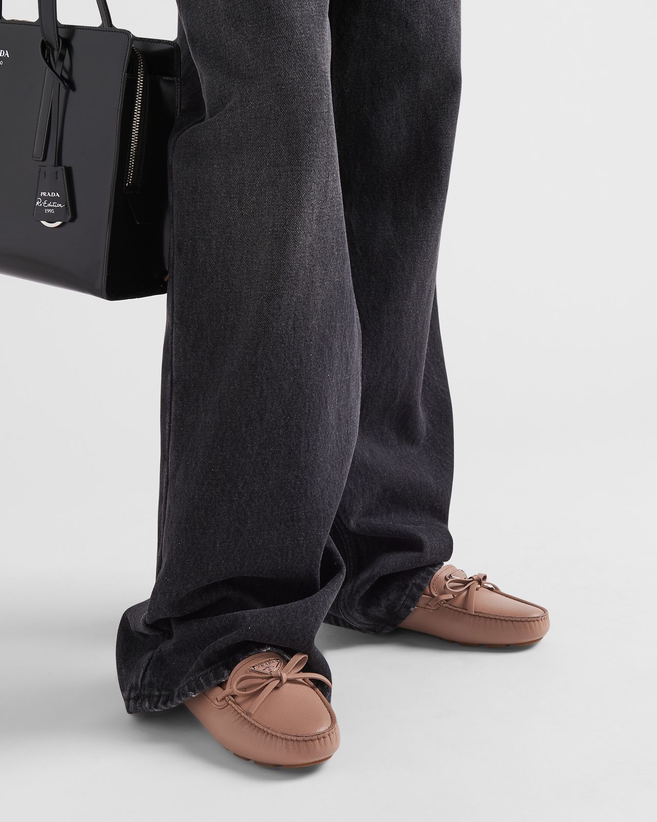 Prada Saffiano leather driving loafers