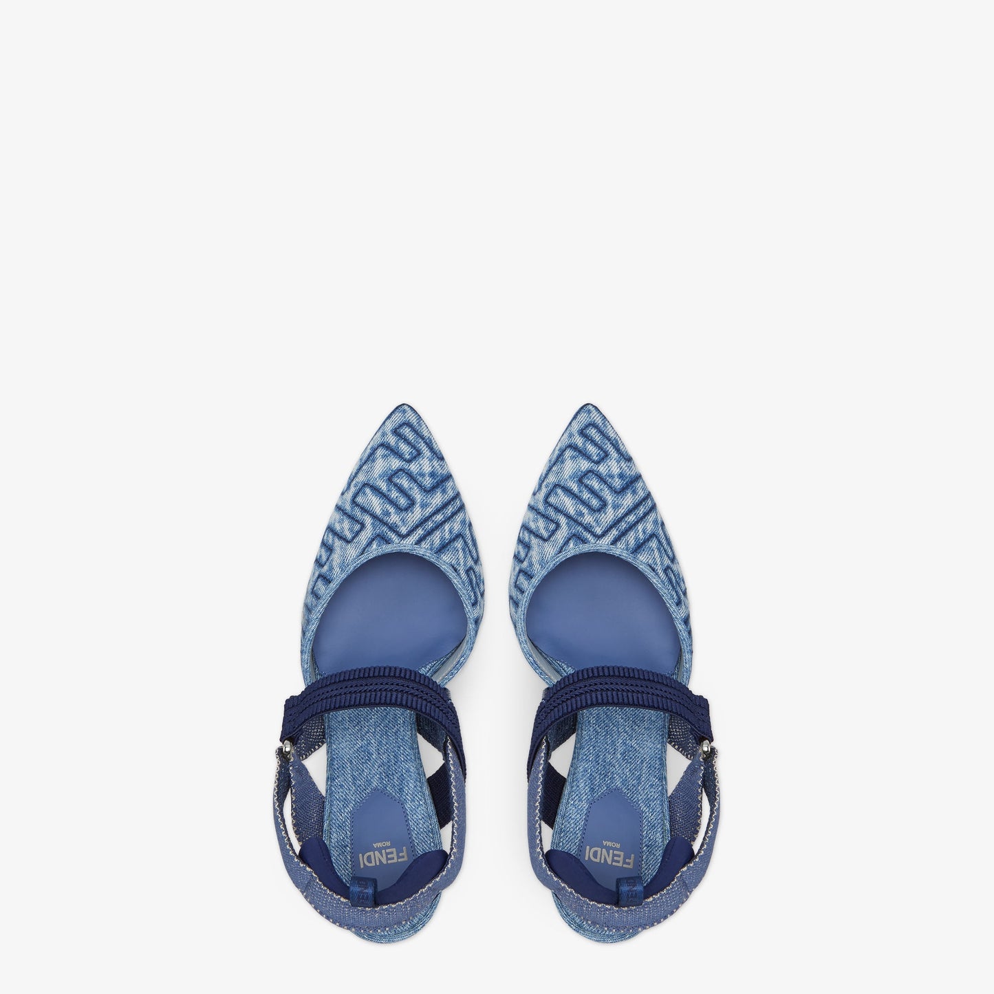 Fendi Colibrì
Blue denim high-heeled slingbacks