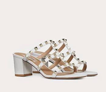 Valentino ROCKSTUD CALFSKIN LEATHER SLIDE SANDAL 60 MM