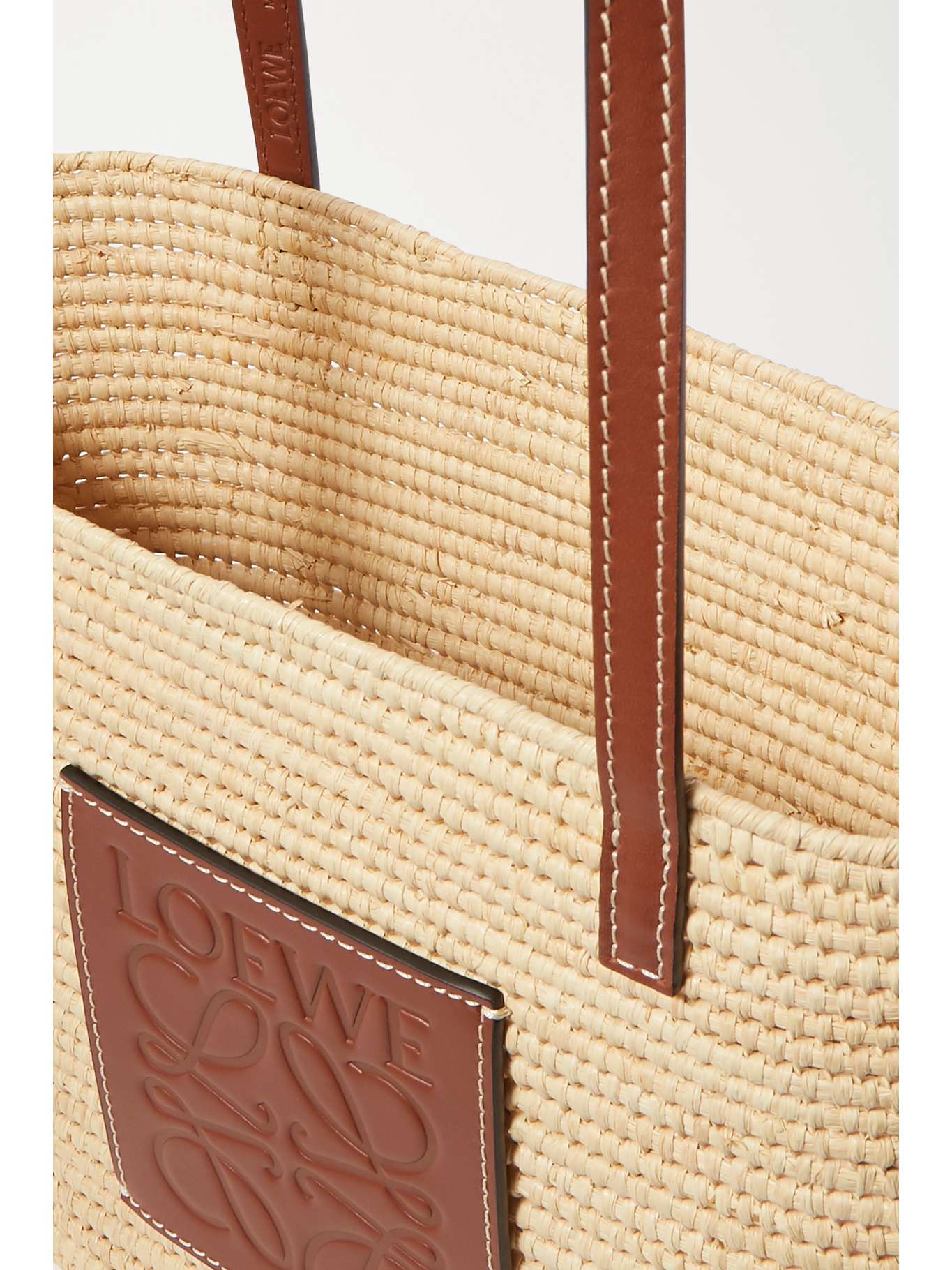 LOEWE
+ Paula's Ibiza small leather-trimmed woven raffia tote