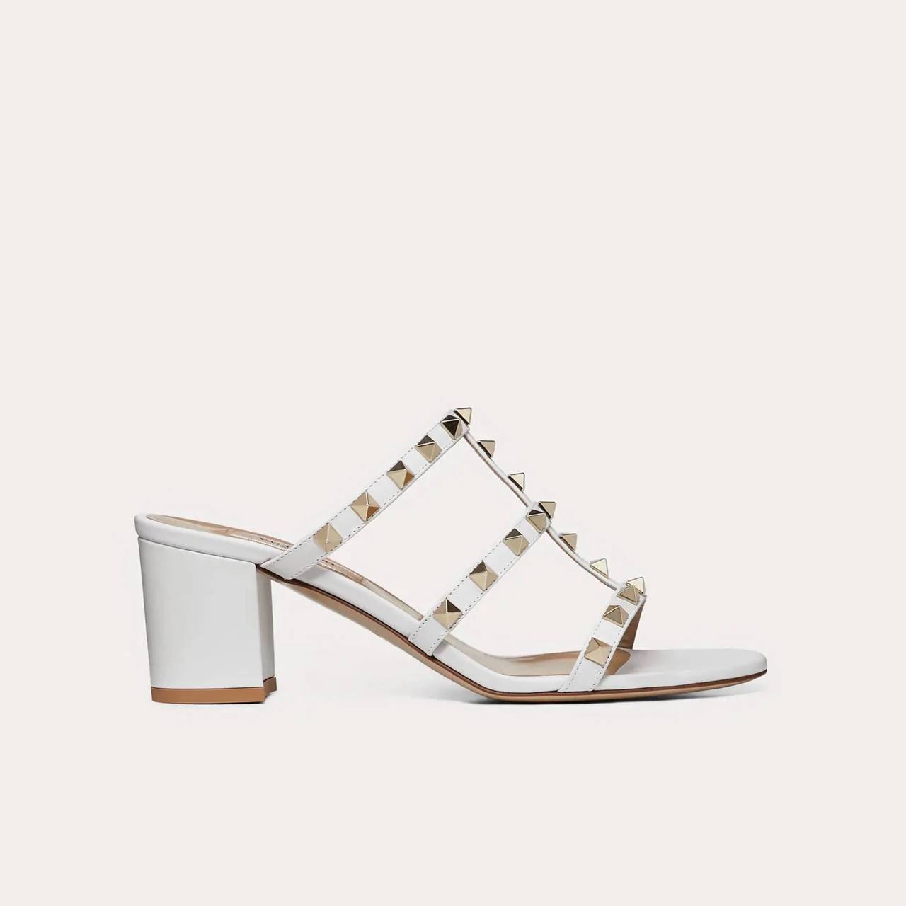 Valentino ROCKSTUD CALFSKIN LEATHER SLIDE SANDAL 60 MM
