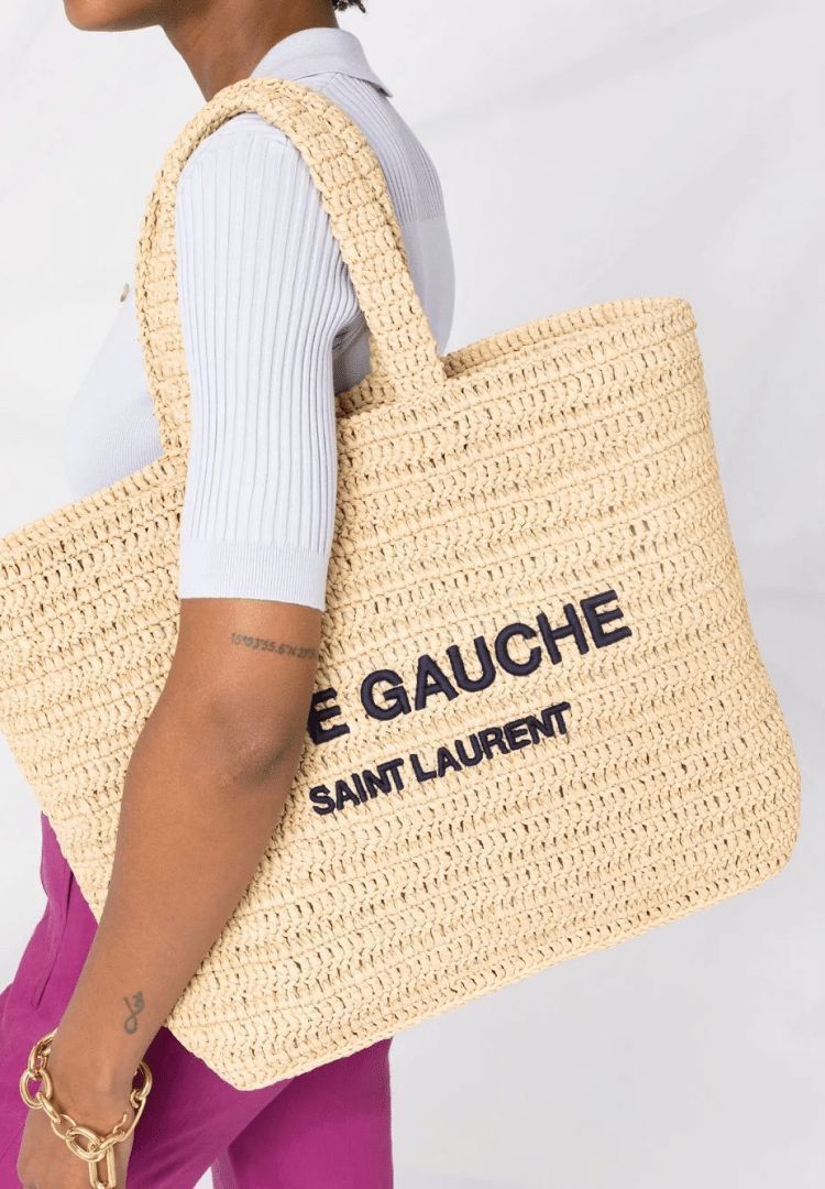 SAINT LAURENT
Rive Gauche Tote Bag in Raffia Crochet