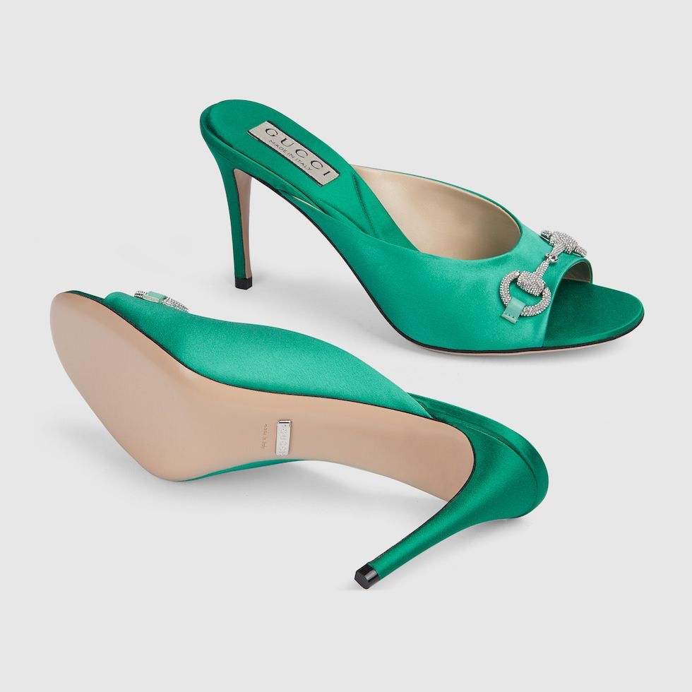 GUCCI WOMEN'S HORSEBIT MID-HEEL SLIDE SANDAL