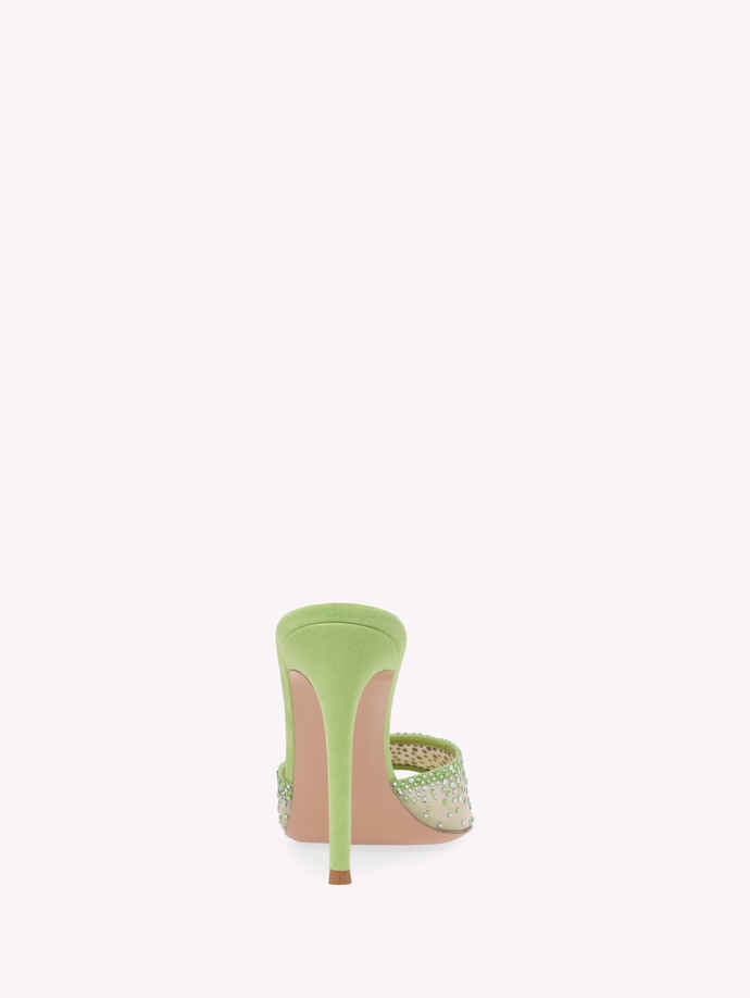 GIANVITO ROSSI Rania 85 Suede Organza Embellished Mules
