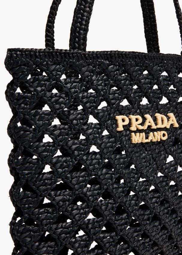 PRADA Woven Fabric Crochet Tote Bag