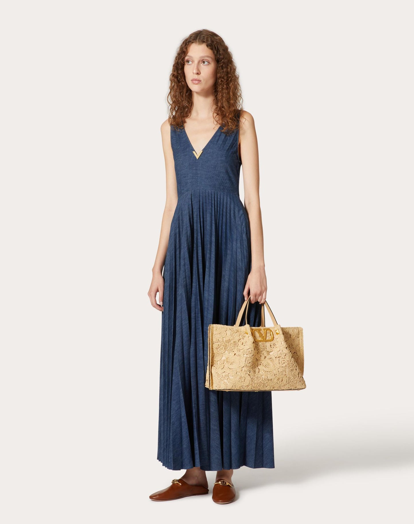 MEDIUM SHOPPING BAG IN LACE-EFFECT RAFFIA