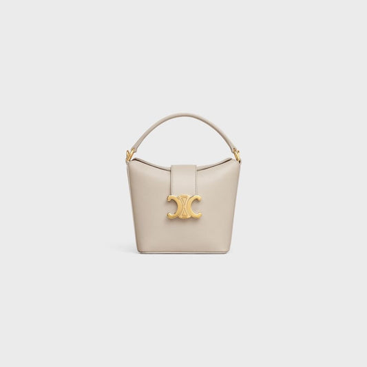 CELINE MINI BUCKET TRIOMPHE IN SMOOTH CALFSKIN LIGHT STONE