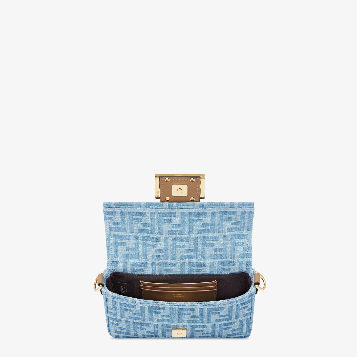 Baguette Mini
Light blue FF denim fabric bag