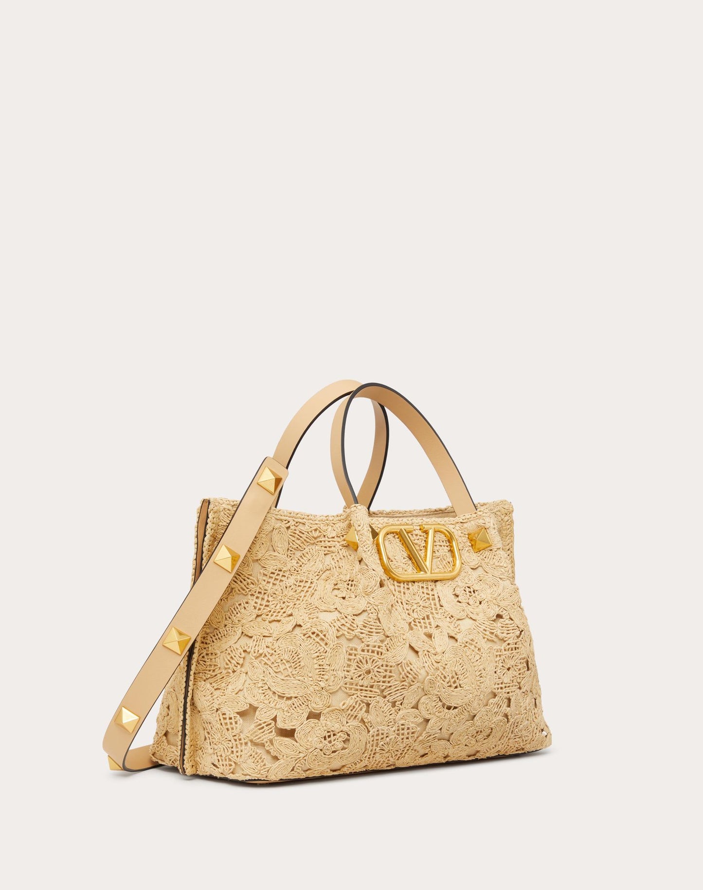 MEDIUM SHOPPING BAG IN LACE-EFFECT RAFFIA