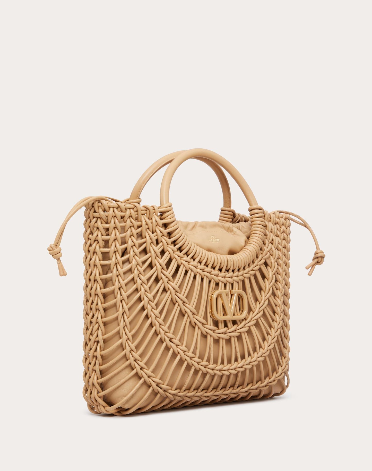 VALENTINO ALLKNOTS WOVEN LEATHER SHOPPER