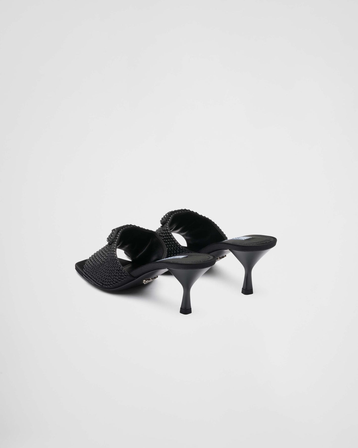 Prada satin heeled sandals with crystals