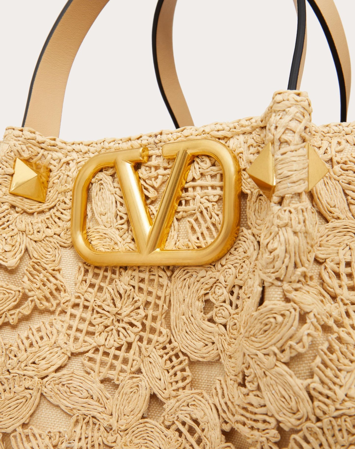 MEDIUM SHOPPING BAG IN LACE-EFFECT RAFFIA